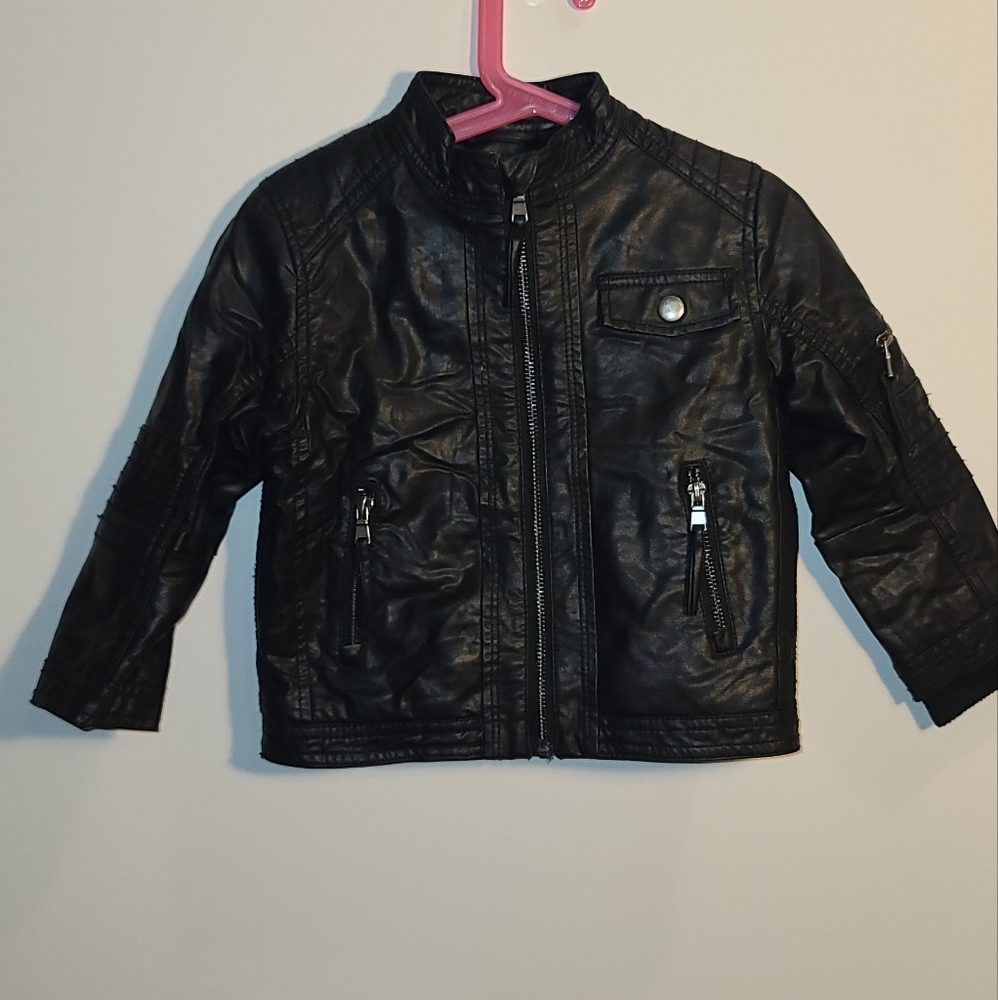 H&M faux leather sherpa motojacket US 2 - 3 Y or 98 cm Bikercore